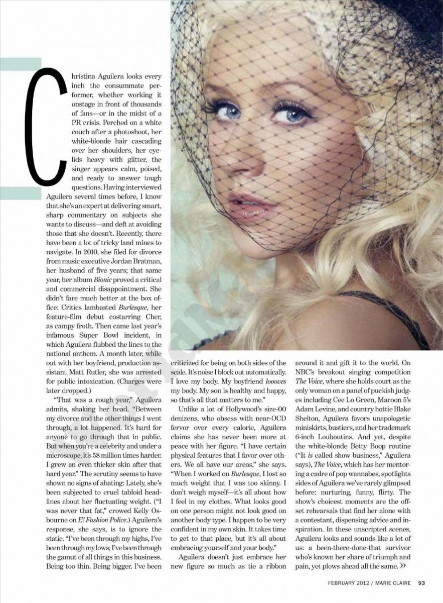 Christina Aguilera @ Marie Claire US February 2012