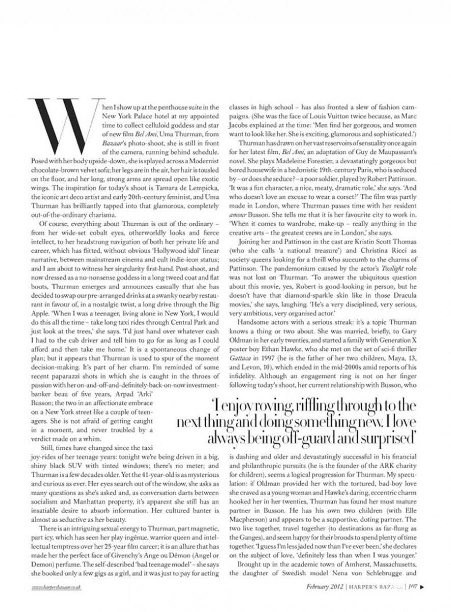 Uma Thurman @ Harper’s Bazaar UK February 2012