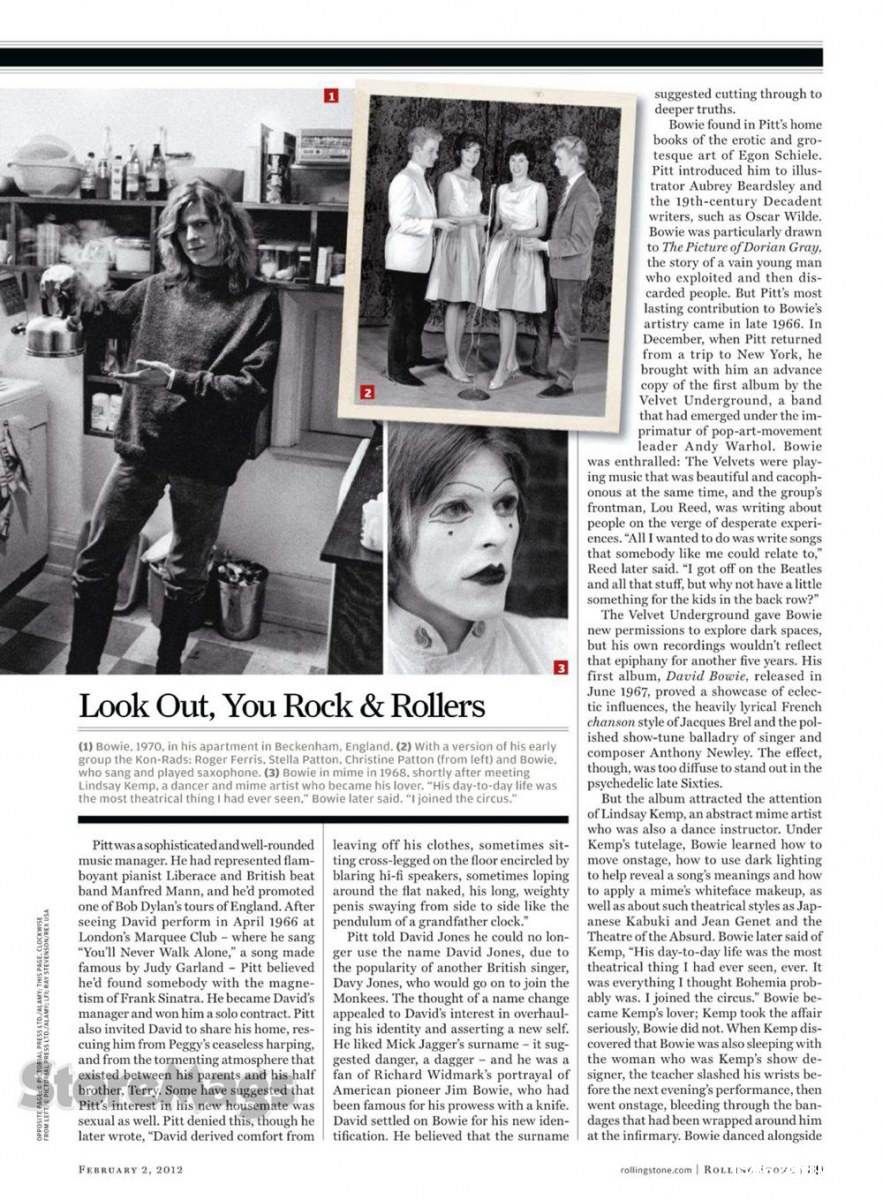 David bowie @ Rolling Stone issue1149 February 2012