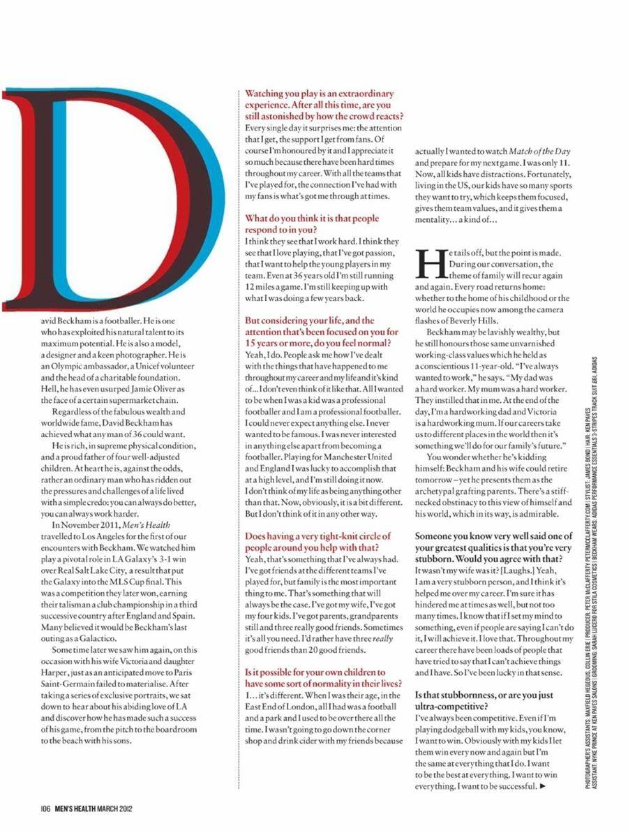 David Beckham @ Men's Health UK March 2012