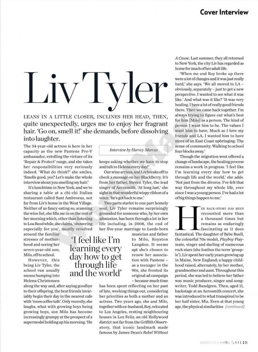 Liv Tyler @ Marie Claire UK March 2012