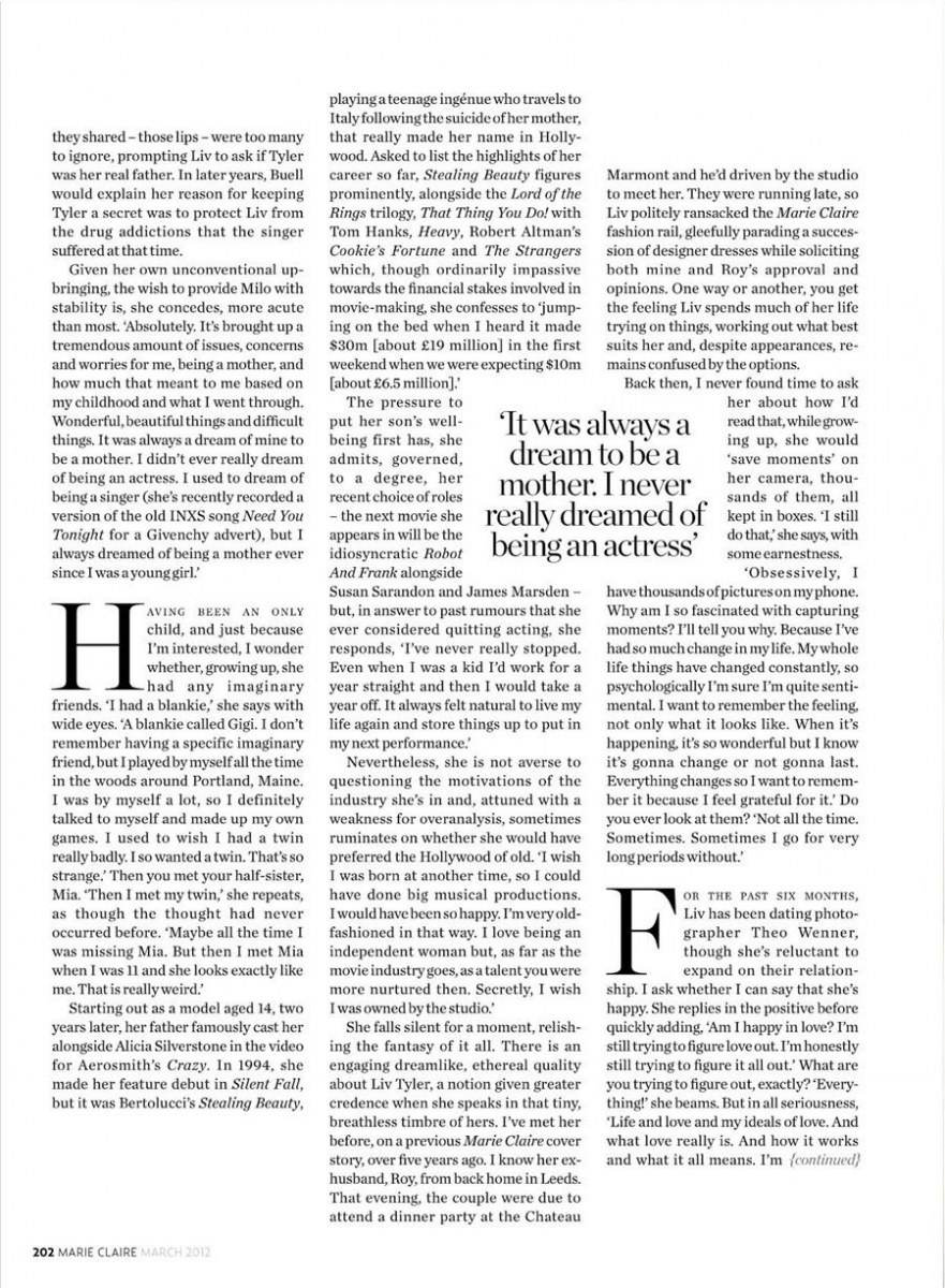 Liv Tyler @ Marie Claire UK March 2012