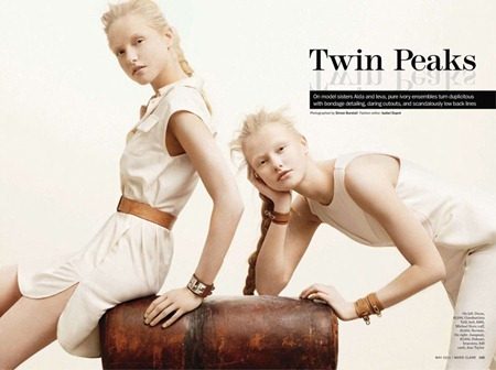 MARIE CLAIRE MAGAZINE: IEVA ANIULYTE & AIDA ANIULYTE IN "TWIN PEAKS" BY PHOTOGRAPHER SIMON BURSTALL