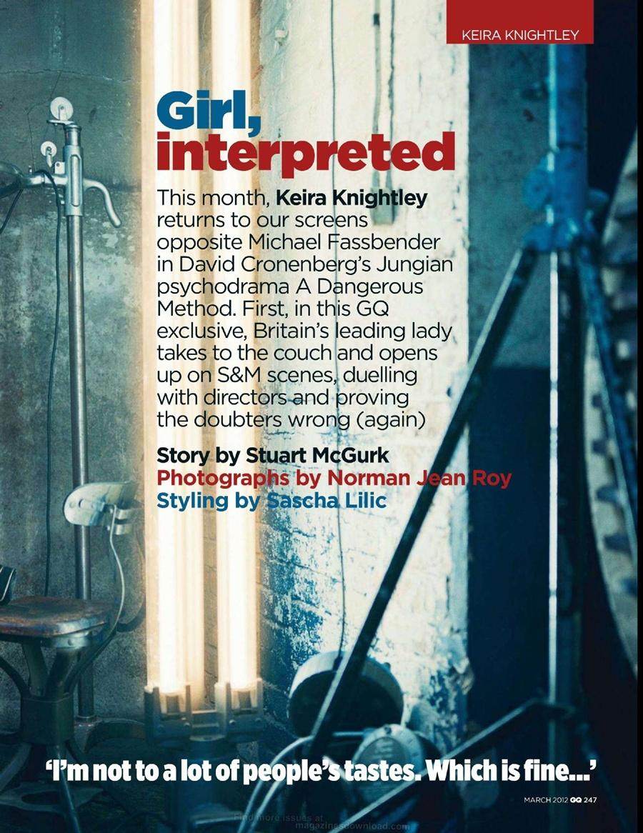 Keira Knightley @ GQ British Magazine March 2012