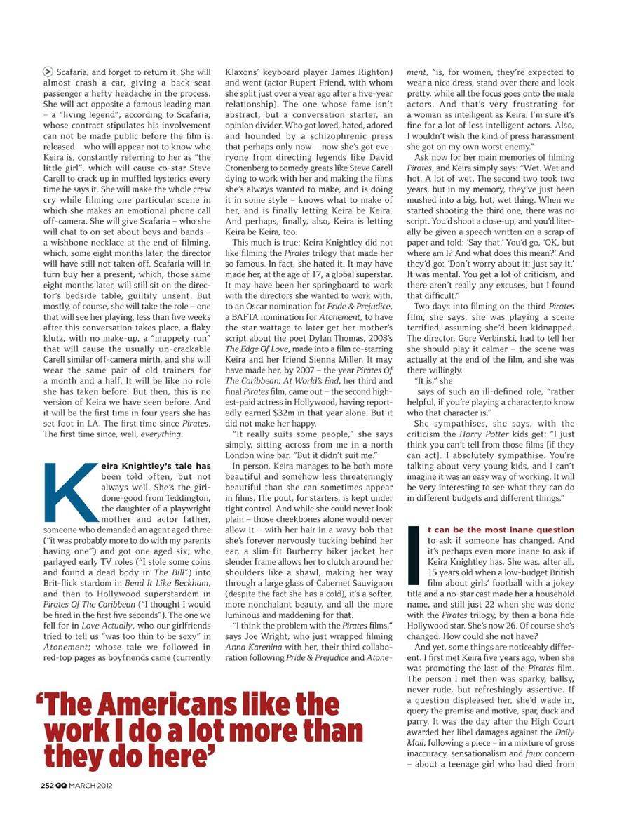 Keira Knightley @ GQ British Magazine March 2012