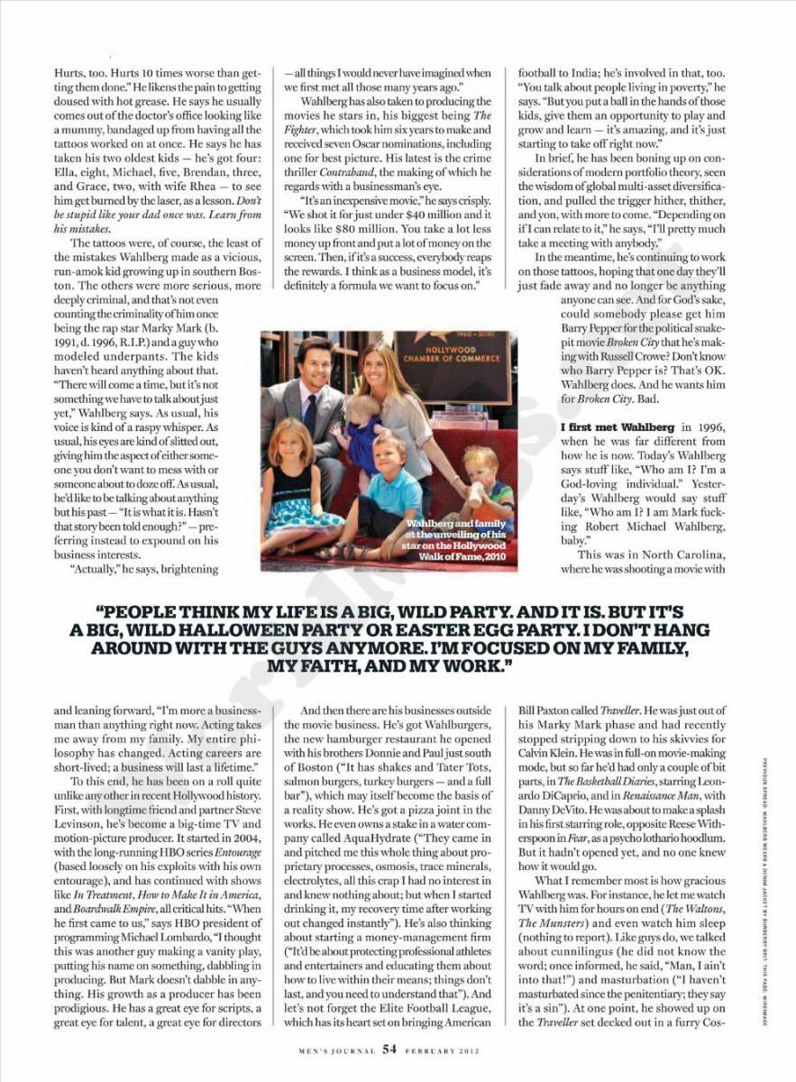 Mark Wahlberg @ Men's Journal US February 2012