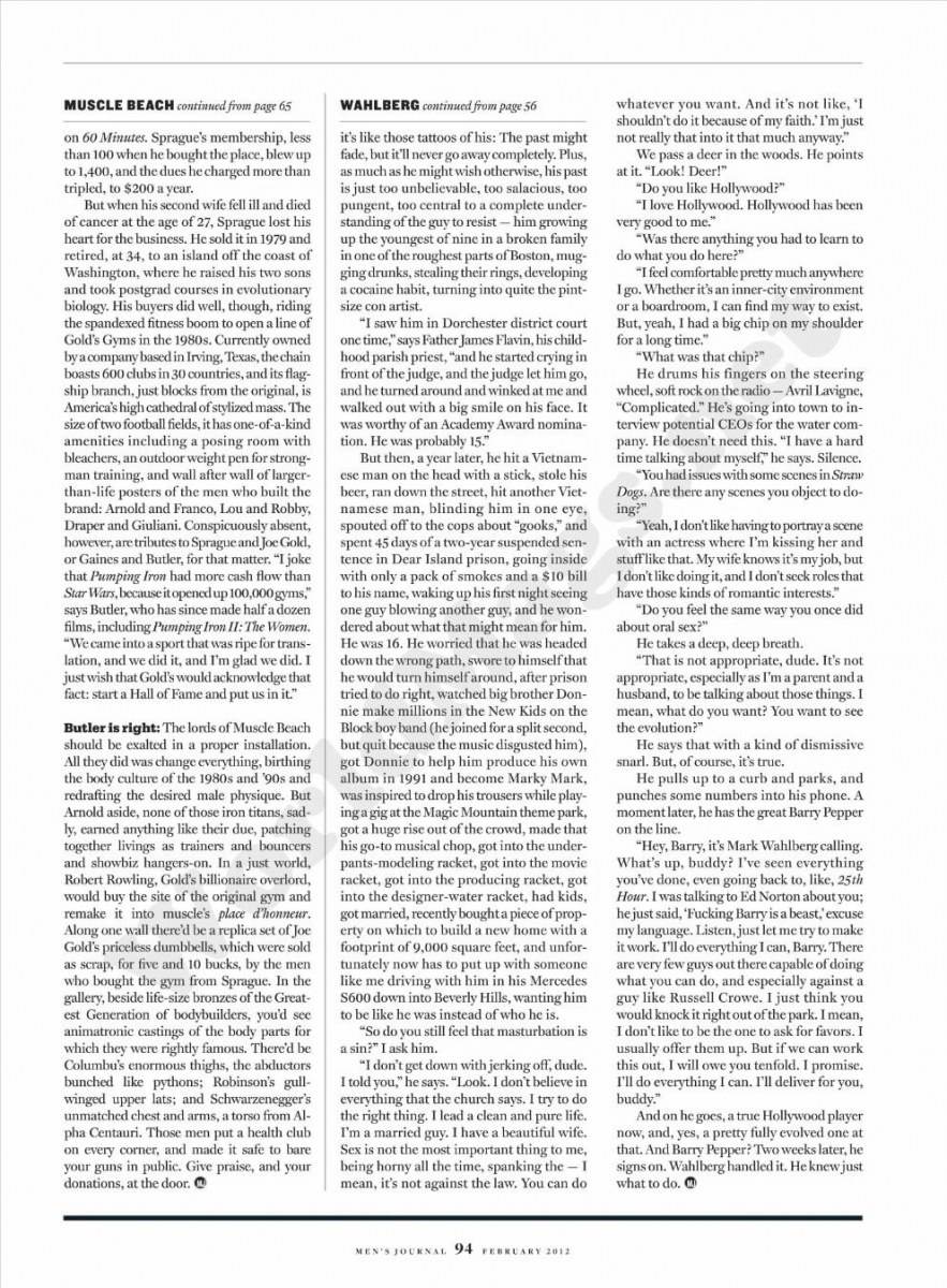 Mark Wahlberg @ Men's Journal US February 2012