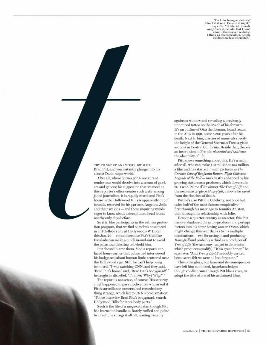 Brad Pitt @ The Hollywood Reporter US February 2012
