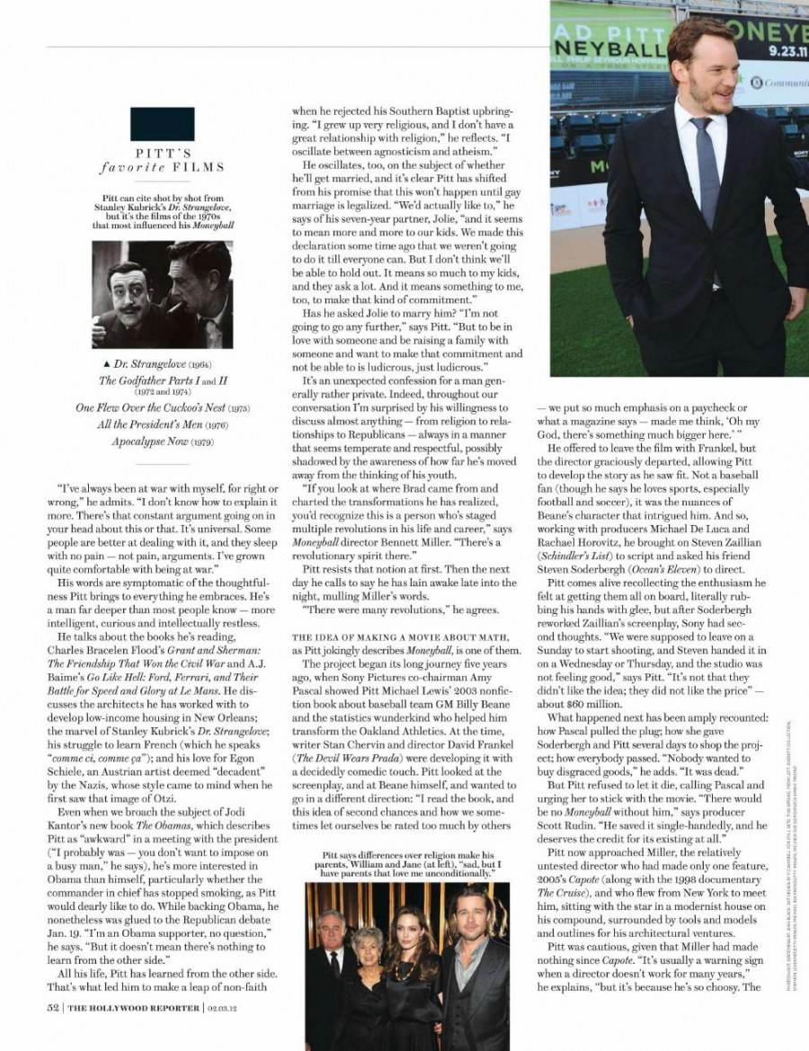 Brad Pitt @ The Hollywood Reporter US February 2012