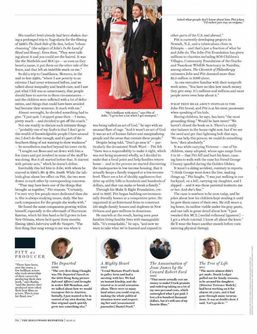 Brad Pitt @ The Hollywood Reporter US February 2012