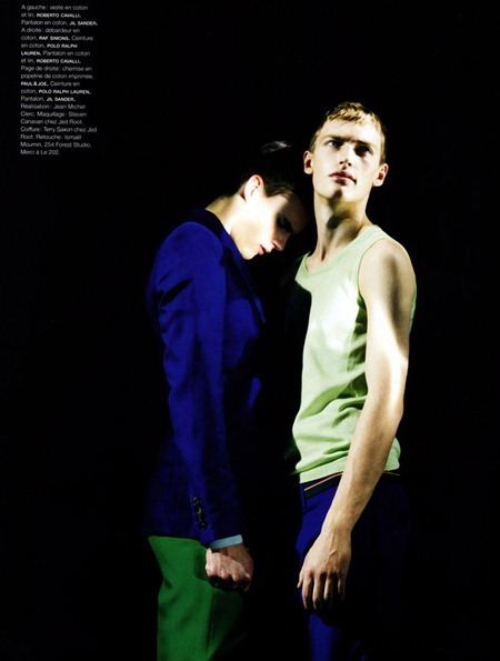 NUMERO HOMME: LUKA BADNJAR & VICTOR NYLANDER IN "POLYCHROME" BY PHOTOGRAPHER PIERRE DEBUSSCHERE