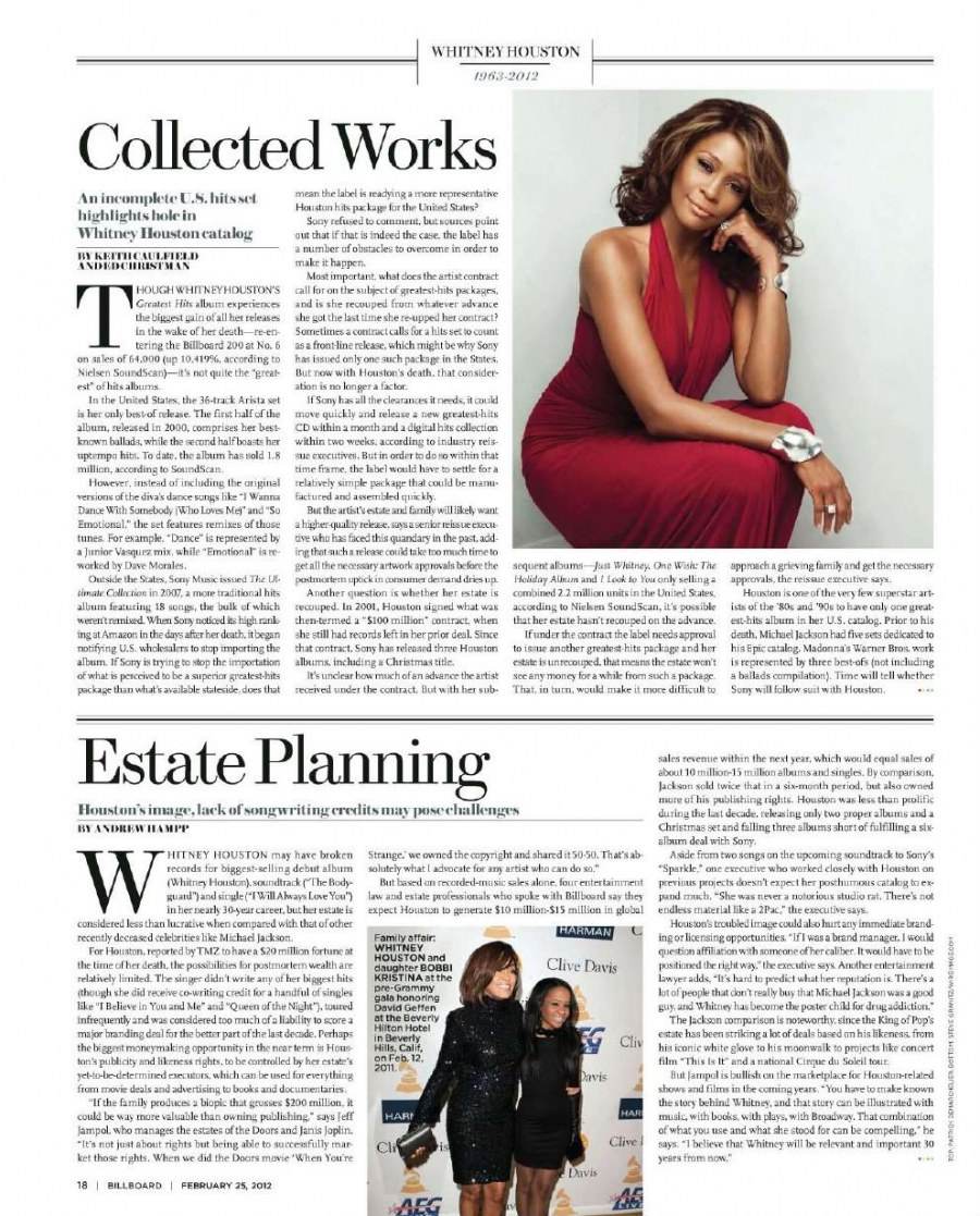 Whitney houston @ Billboard Magazine February 25, 2012