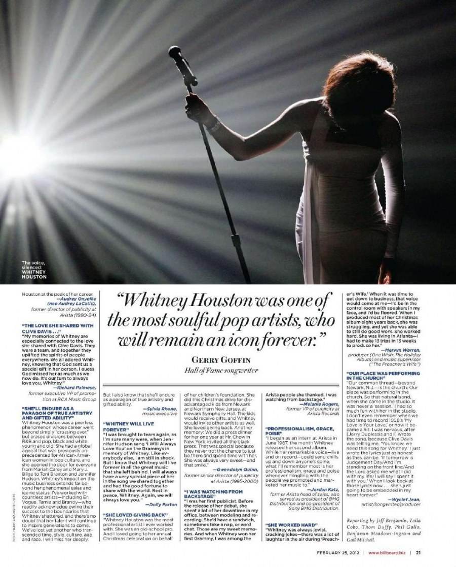 Whitney houston @ Billboard Magazine February 25, 2012