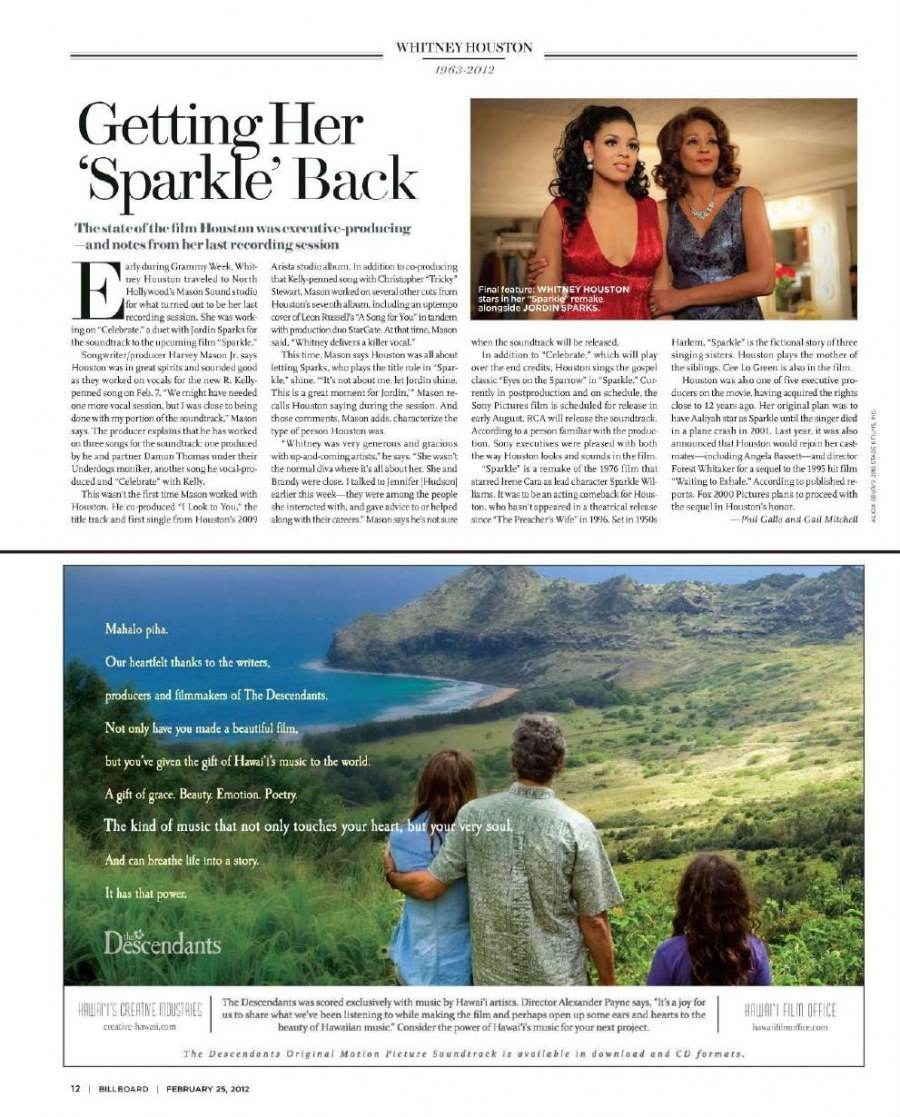 Whitney houston @ Billboard Magazine February 25, 2012