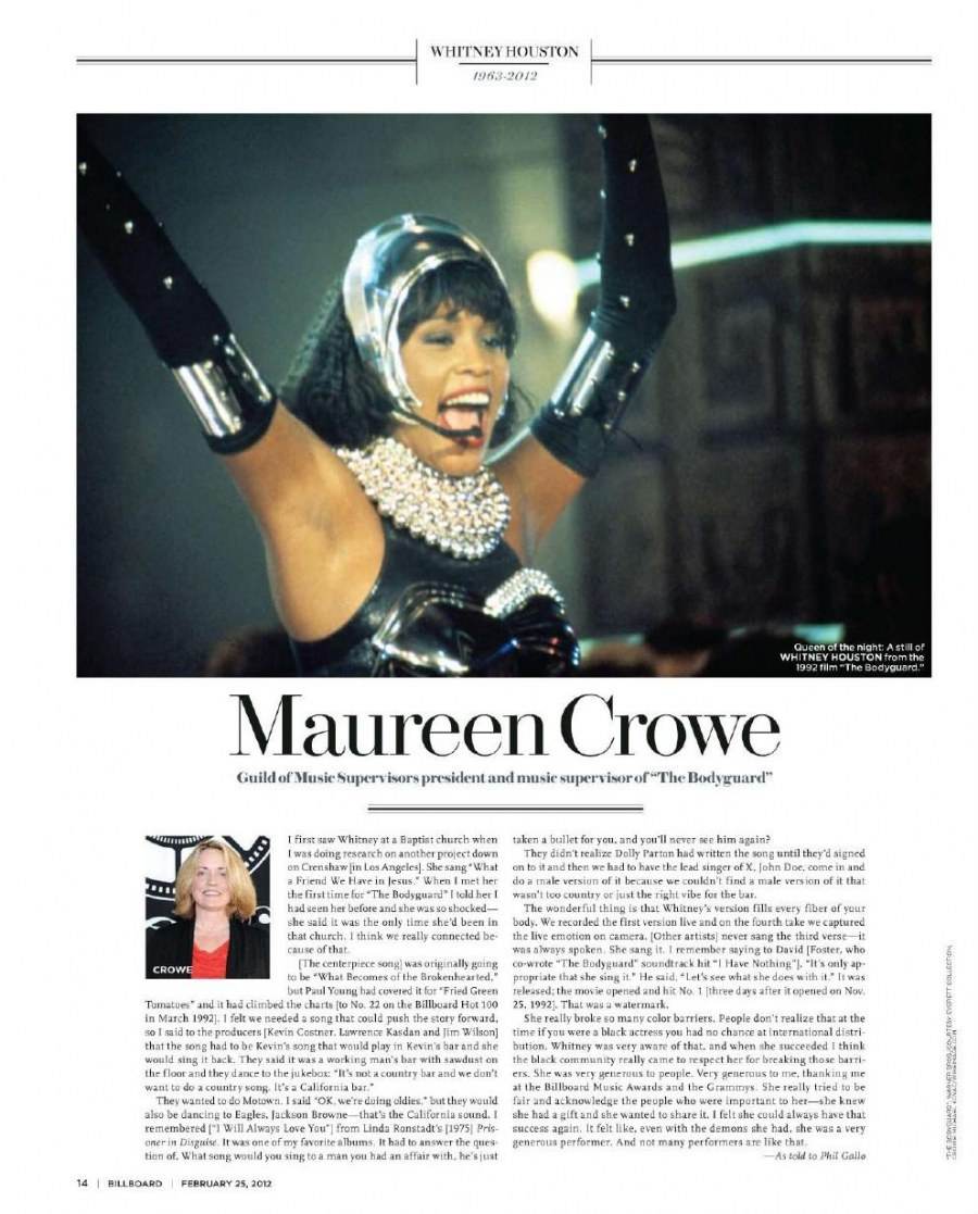Whitney houston @ Billboard Magazine February 25, 2012