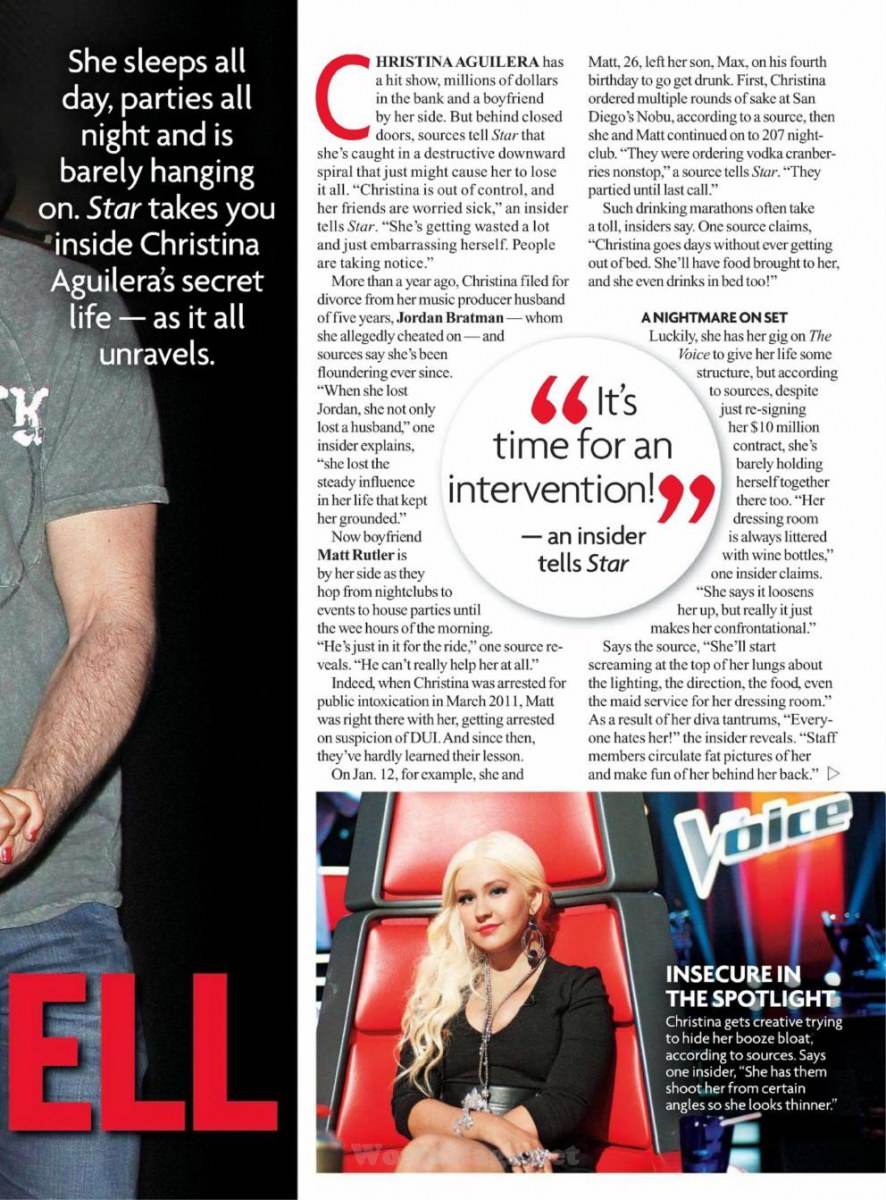 Christina aguilera @ Star Magazine March 2012