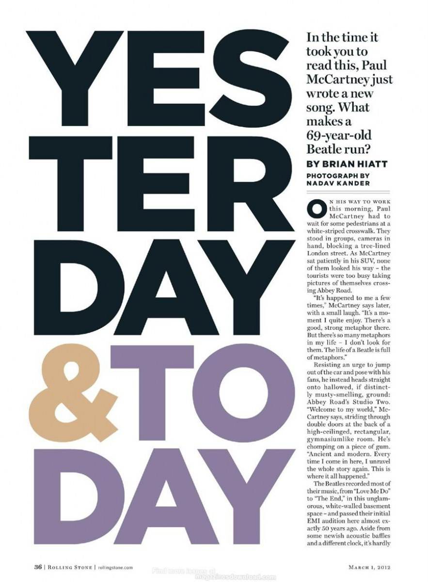 Sir Paul McCartney @ Rolling Stone issue 1151 March  2012