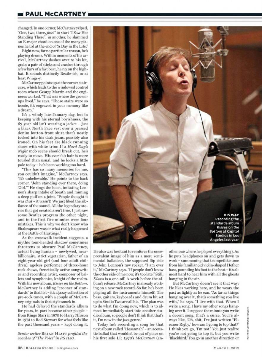 Sir Paul McCartney @ Rolling Stone issue 1151 March  2012