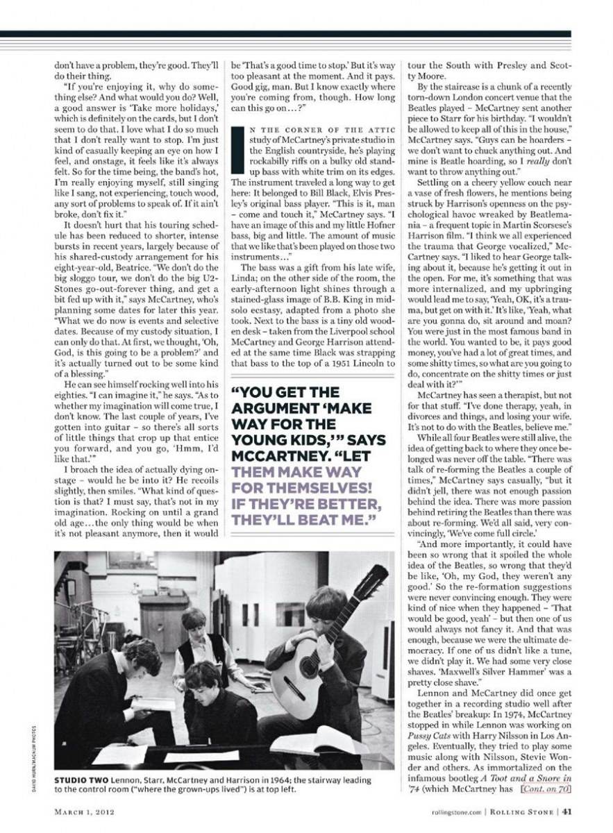 Sir Paul McCartney @ Rolling Stone issue 1151 March  2012