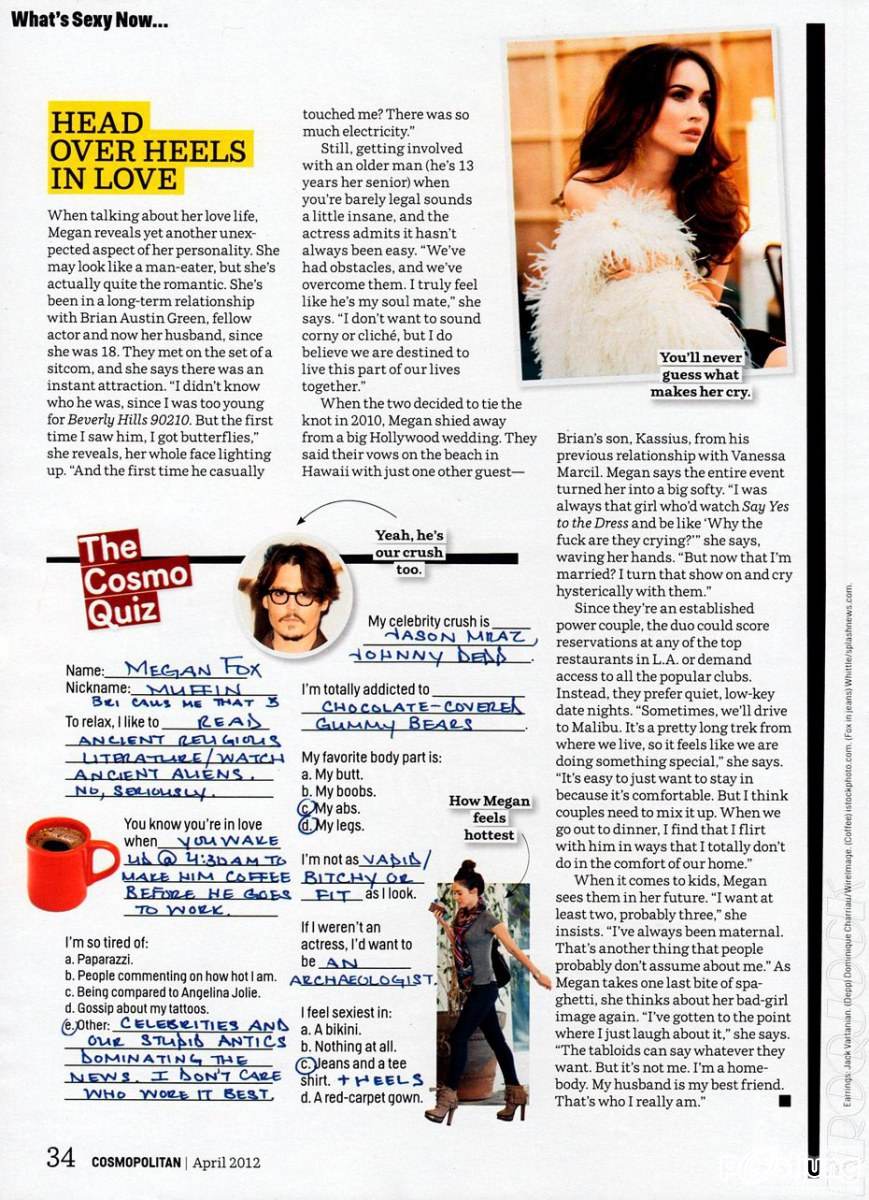 Megan Fox @ Cosmopolitan US April 2012