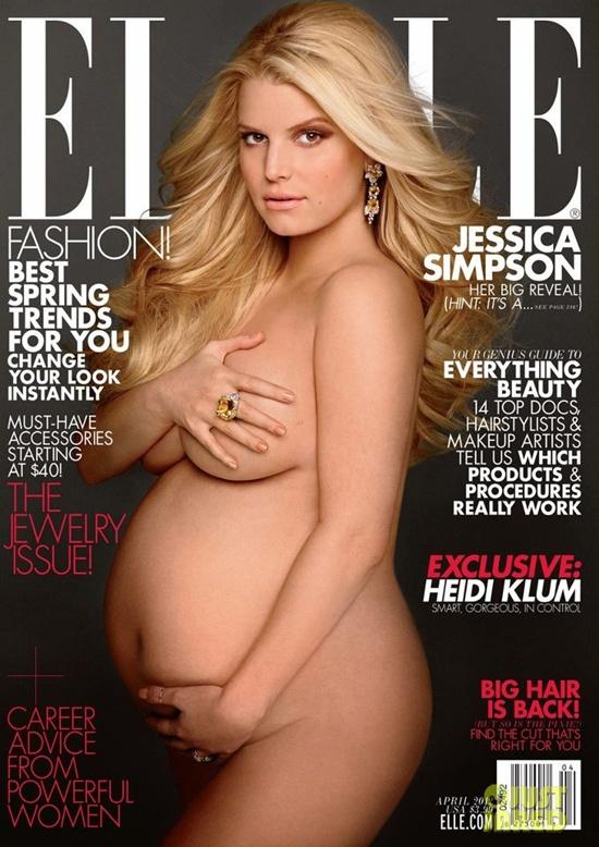 Jessica Simpson Pregnant and Nude For Elle Magazine April 2012