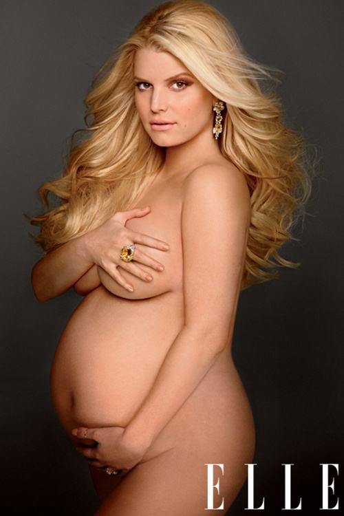 Jessica Simpson Pregnant and Nude For Elle Magazine April 2012