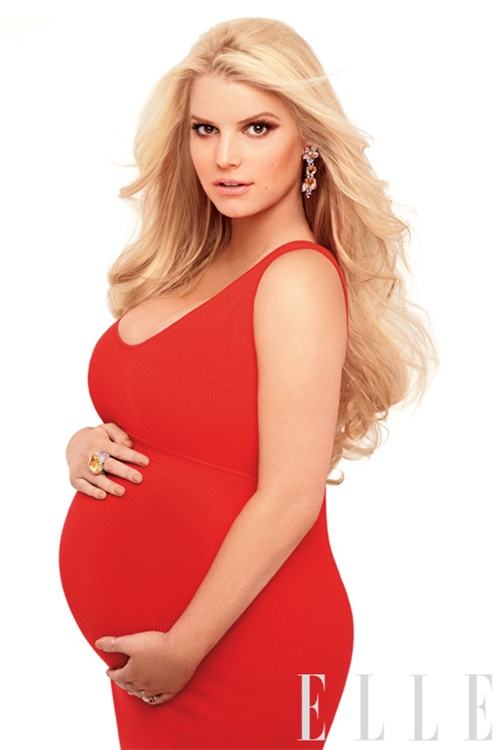 Jessica Simpson Pregnant and Nude For Elle Magazine April 2012