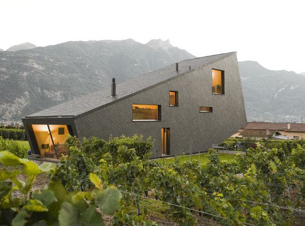 Mountain Home Design in Switzerland mimics the mountains