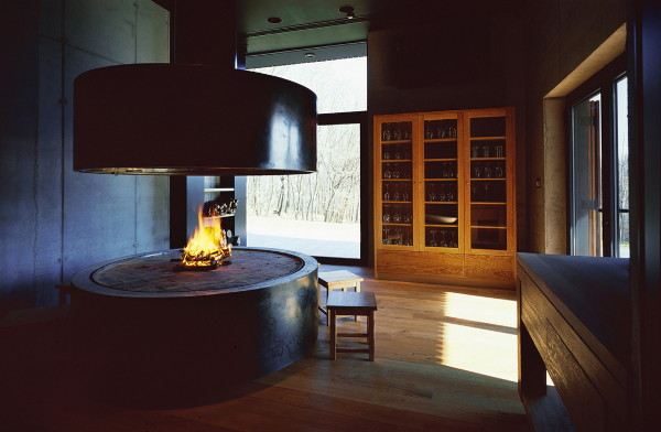 Wood and Glass House in Croatia - Central Atrium with Spiral Staircase