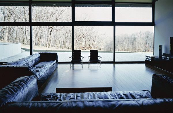 Wood and Glass House in Croatia - Central Atrium with Spiral Staircase