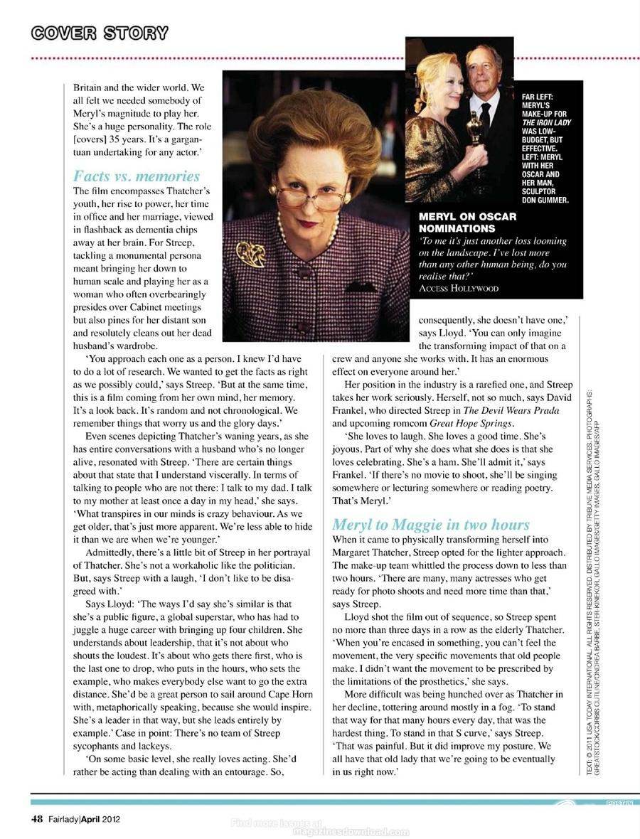 Meryl Streep @ Fairlady April 2012