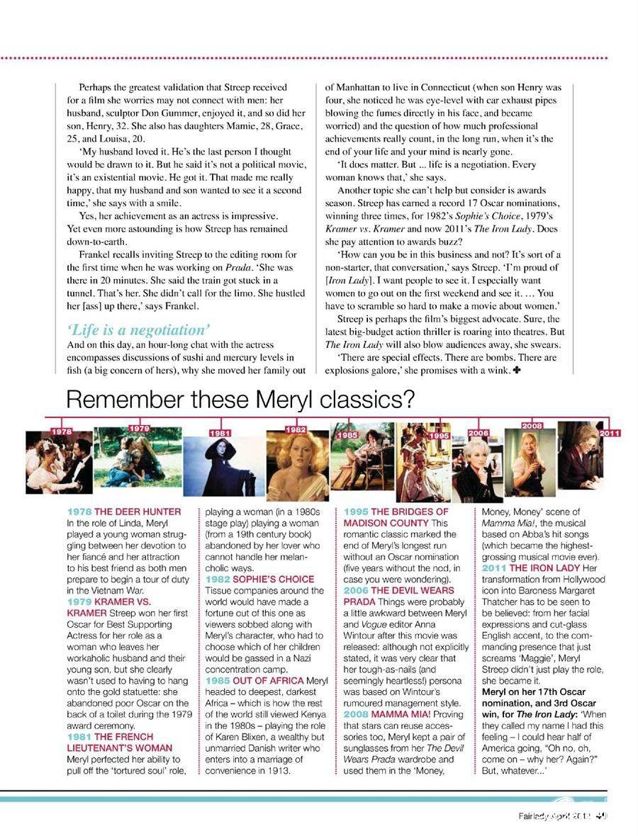 Meryl Streep @ Fairlady April 2012