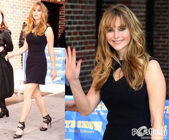 Jennifer Lawrence ไปโปรโมท The Hunger Games ที่รายการ Late Show With David Letterman ในนิวยอร์ค!...พ