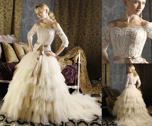 แฟชั่น ชุดเจ้าสาวแขนยาว หรูหราอลังกาล