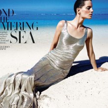 HARPER'S BAZAAR UK: IRIS STRUBEGGER IN  BEYOND THE SHIMMERING SEA  BY PHOTOGRAPHER HORST DIEKGERDES