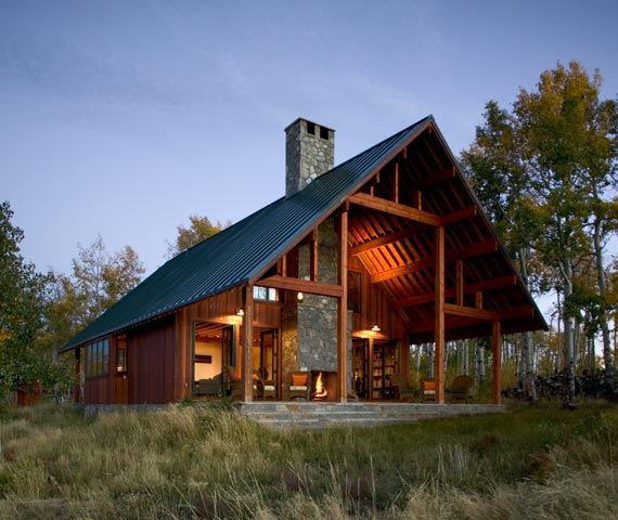 Modern Ranch House in Colorado - beautiful rustic design centers around fireplace!