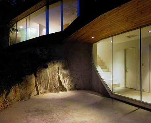 Mountain Chalet is built into the mountain, for a snowboarding pro Marc Morisset