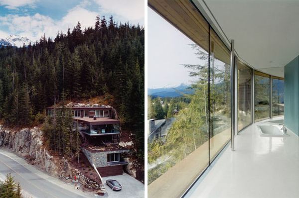 Mountain Chalet is built into the mountain, for a snowboarding pro Marc Morisset