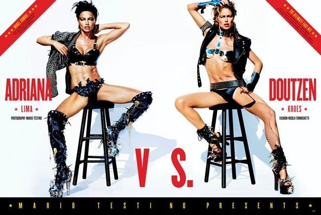 V MAGAZINE: ADRIANA LIMA & DOUTZEN KROES BY PHOTOGRAPHER MARIO TESTINO