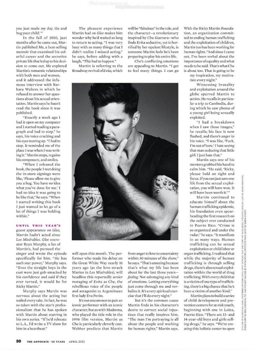 Ricky Martin @ The Advocate April 2012