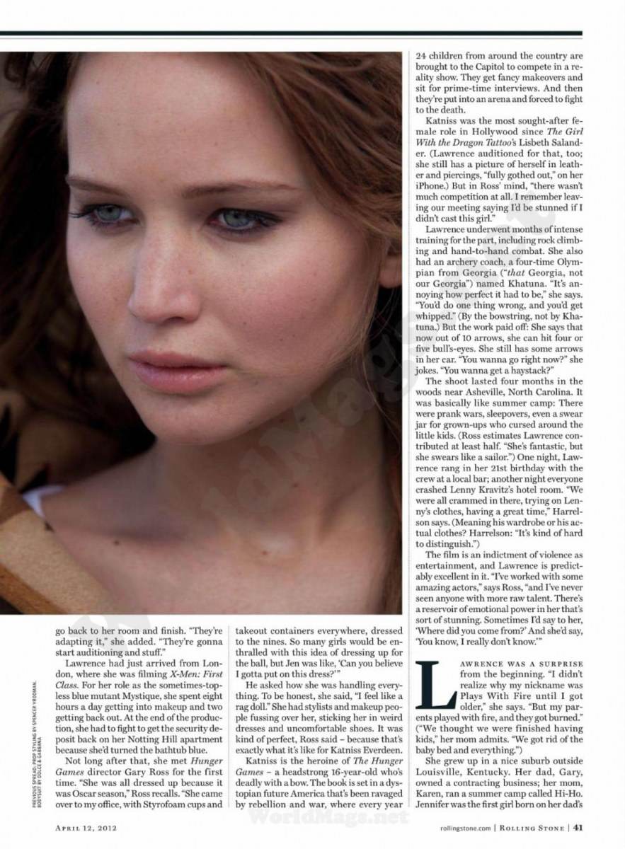 Jennifer lawrence @ Rolling Stone issue 1154 April 2012