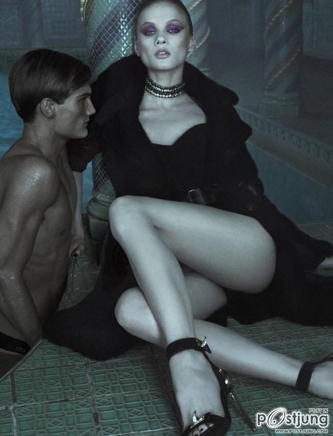 NUMERO MAGAZINE: ANNA SELEZNEVA, ERIK SAGE & MICHAEL WOZNIAK IN "BAIN DE MINUIT" BY PHOTOGRAPHER TOM