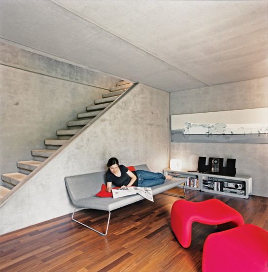 Concrete Prefab House - contemporary design in Switzerland, filled with popular modern furniture