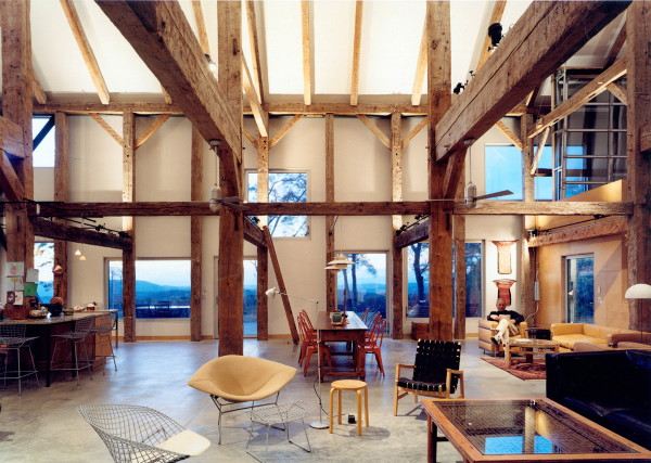Modern Barn Home - Dutch Barn Frame within a home, transported & restored!