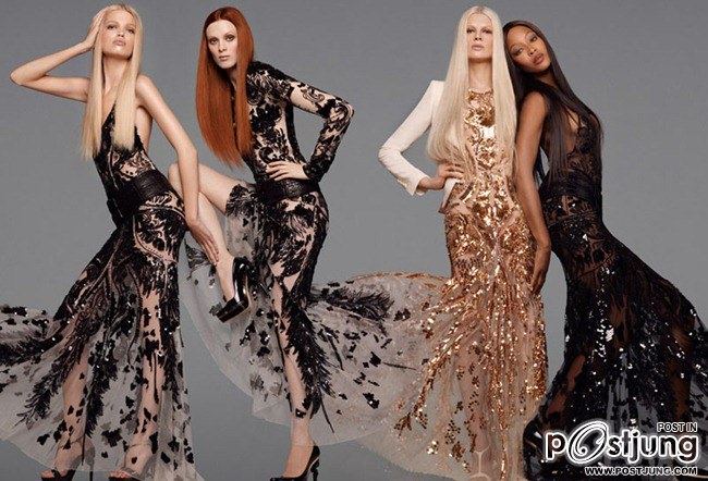 CAMPAIGN: NAOMI CAMPBELL, KRISTEN MCMENAMY, KAREN ELSON & DAPHNE GROENEVELD FOR ROBERTO CAVALLI SPRI