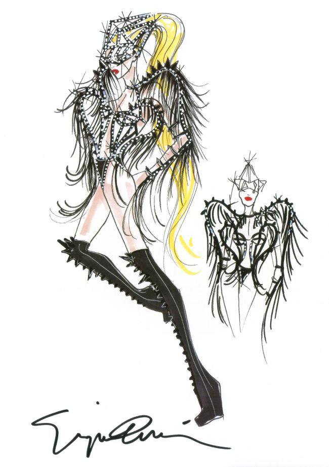 Lady Gaga&rsquo;s Giorgio Armani Outfit Sketches for her Born This Way Ball Tour