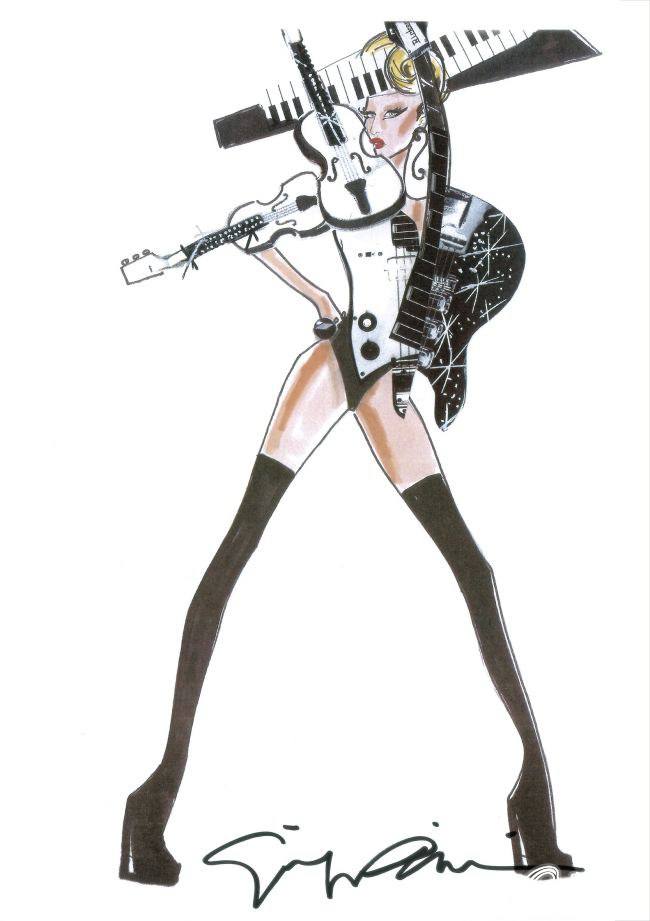Lady Gaga&rsquo;s Giorgio Armani Outfit Sketches for her Born This Way Ball Tour
