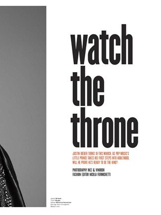 V MAGAZINE: JUSTIN BIEBER IN "WATCH THE THRONE" BY PHOTOGRAPHERS INEZ & VINOODH