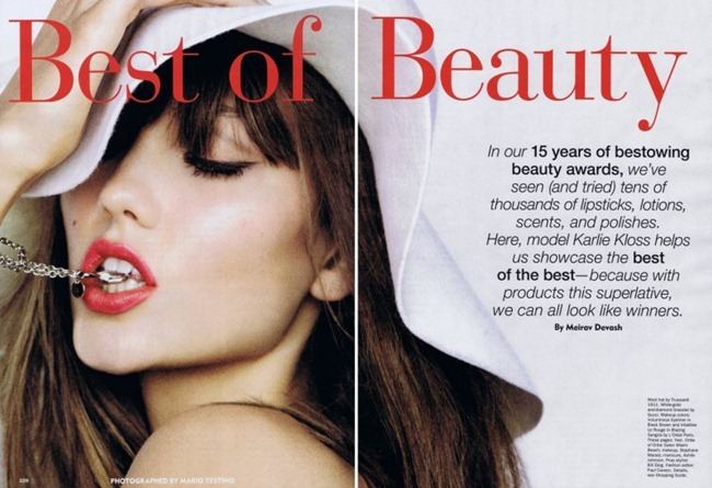 ALLURE MAGAZINE: KARLIE KLOSS IN "BEST OF BEAUTY" BY PHOTOGRAPHER MARIO TESTINO