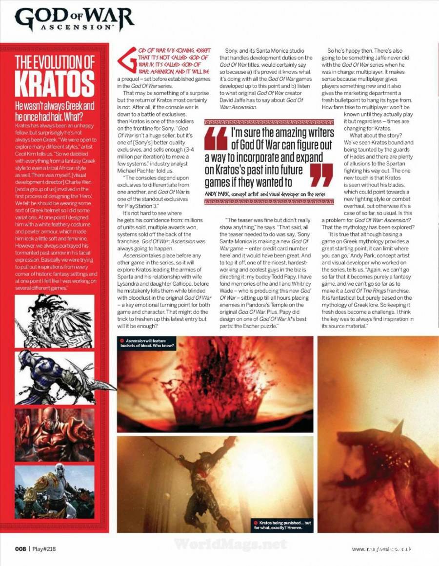 God of War : Ascension @ Play Magazine Issue 218 May 2012